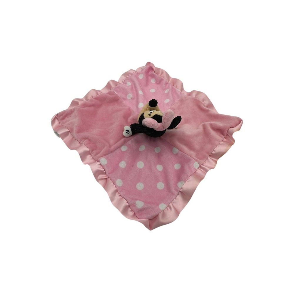 Disney Baby Minnie Mouse Blanket Trim Crinkle Ears Security Lovey Pink White - Picture 3 of 5